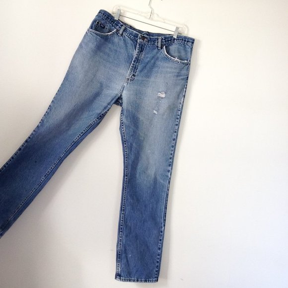Vintage Lee Jeans Distressed Straight Leg 38 / 34 - Picture 9 of 16